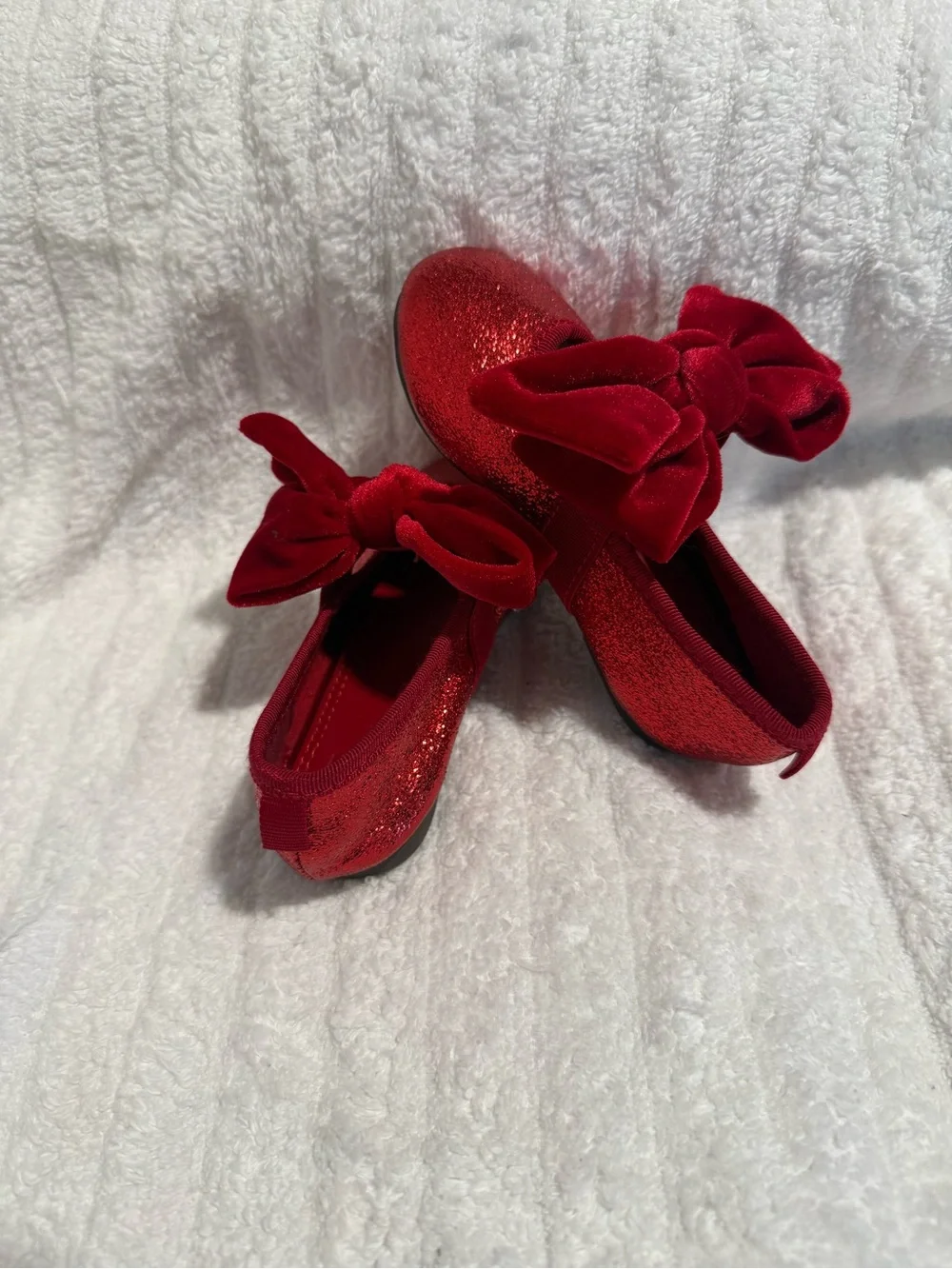 H&M Red Glitter Bow Baby Ballet Flats
